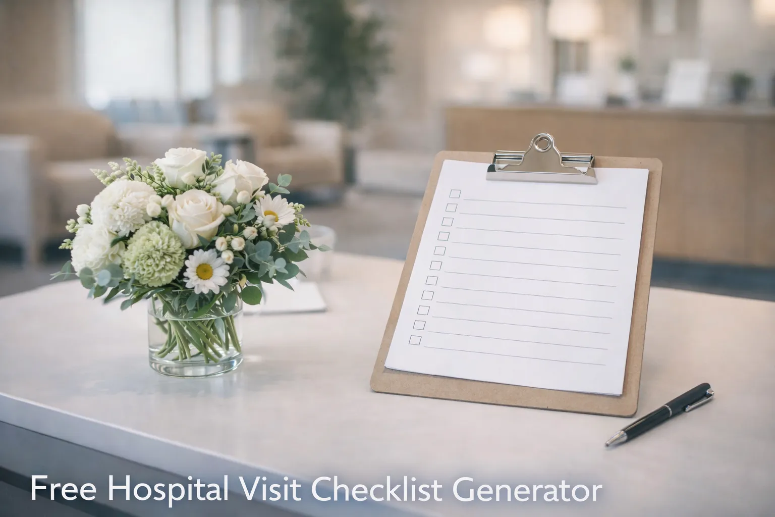 Hospital. Check Generator Free Hospital Visit Checklist Generator | Bedside Bouquets